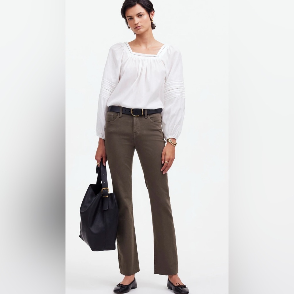 Madewell Mid-Rise Kick Out Jeans Raw Hem Edition in Driftwood Brown Size 27